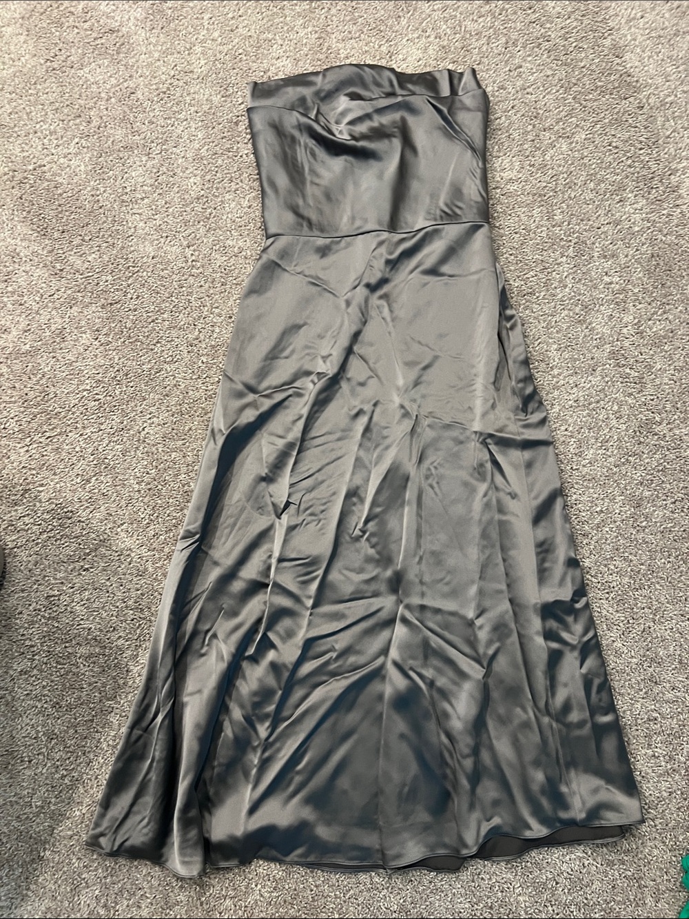 Amsale Strapless Satin Evening Gown — Black